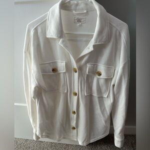 Hippie Rose White Utility Jacket with Button Accents